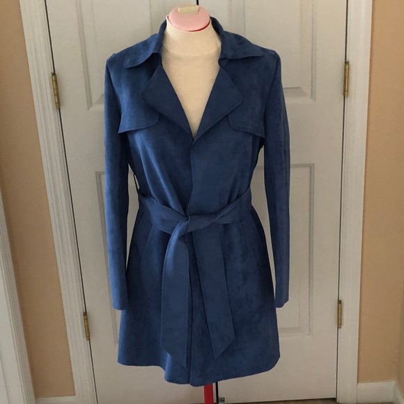 Solitaire Jackets & Blazers - Solitaire Faux Suede Trench Coat NWOT